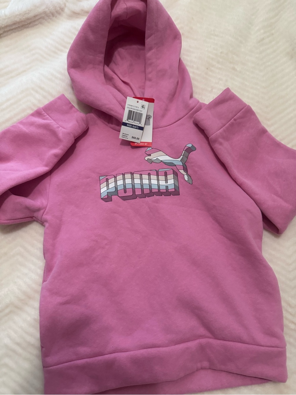 Puma Girls Pink Hooded Graphic Sweatshirt
